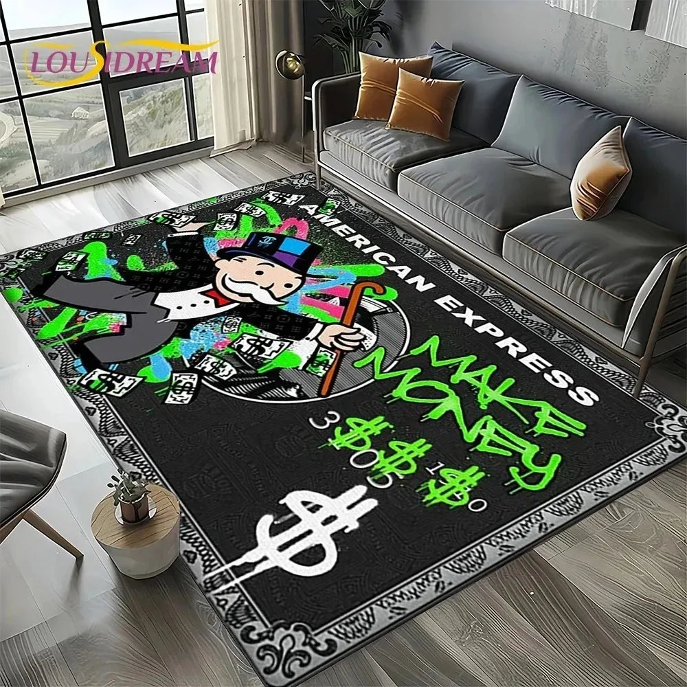 Monopoly Cartoon Teppich – Stylisch, rutschfest & auffällig | Moderne Home-Deko