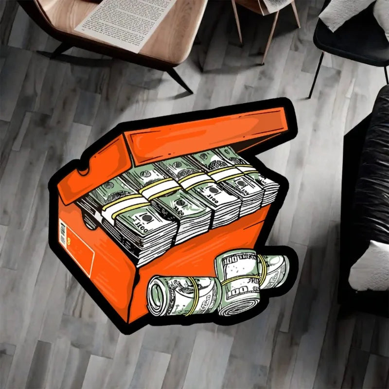 Teppich im Geld Karton-Design – Weich, langlebig & einzigartig | Stylische Home-Deko