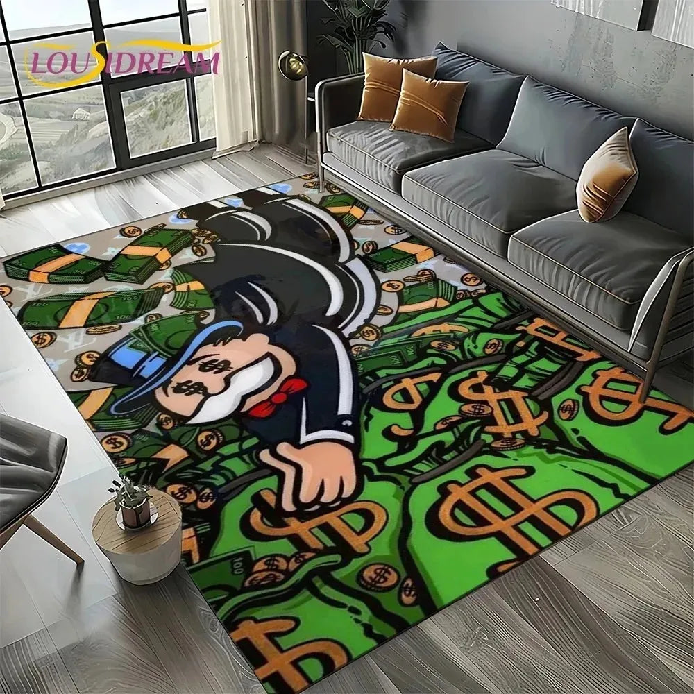 Monopoly Cartoon Teppich – Stylisch, rutschfest & auffällig | Moderne Home-Deko