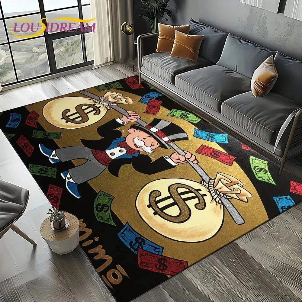 Monopoly Cartoon Teppich – Stylisch, rutschfest & auffällig | Moderne Home-Deko