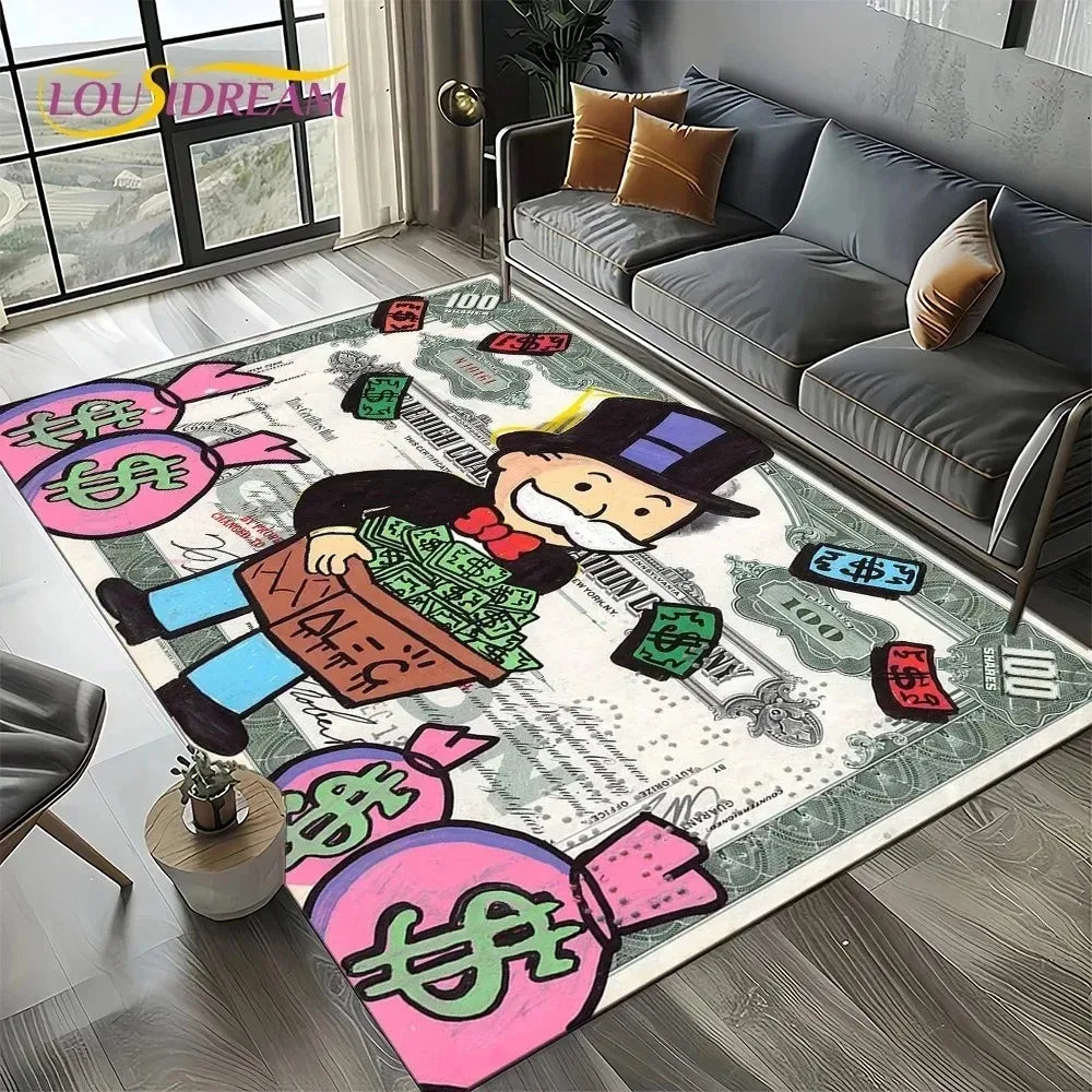 Monopoly Cartoon Teppich – Stylisch, rutschfest & auffällig | Moderne Home-Deko