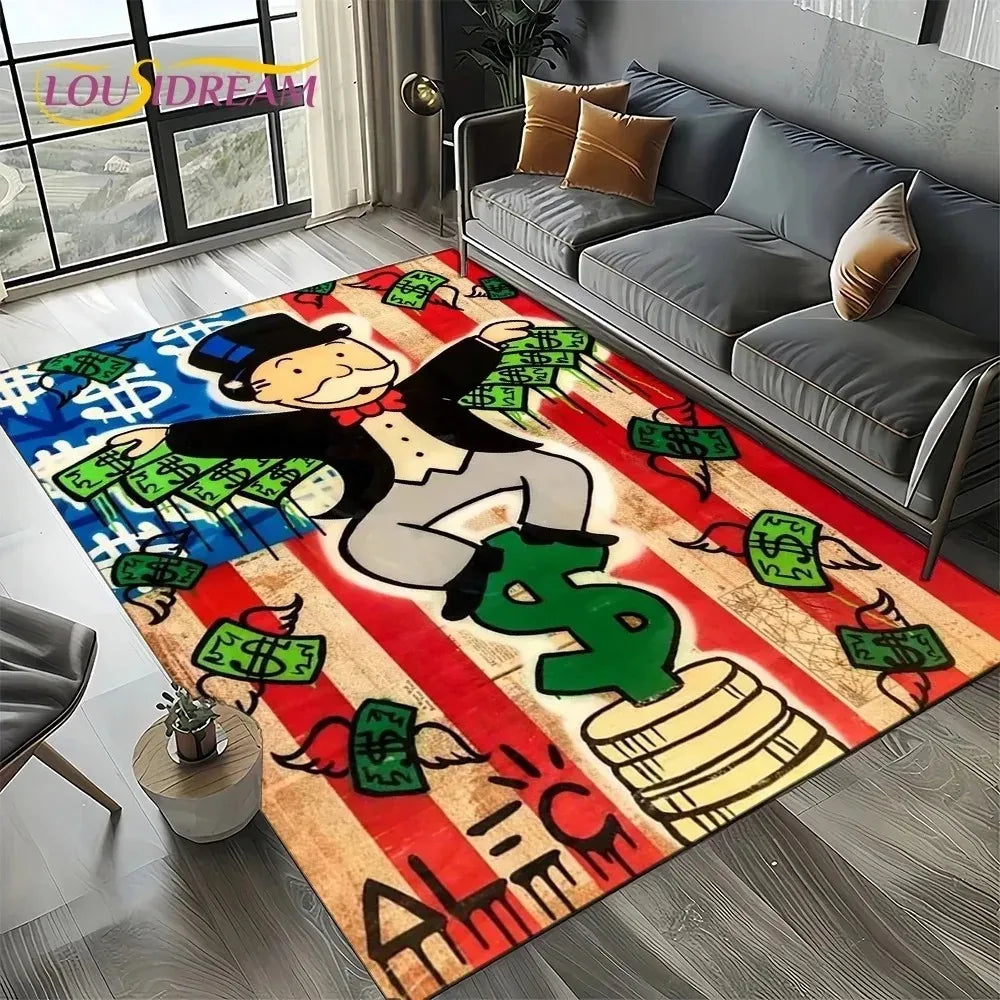 Monopoly Cartoon Teppich – Stylisch, rutschfest & auffällig | Moderne Home-Deko