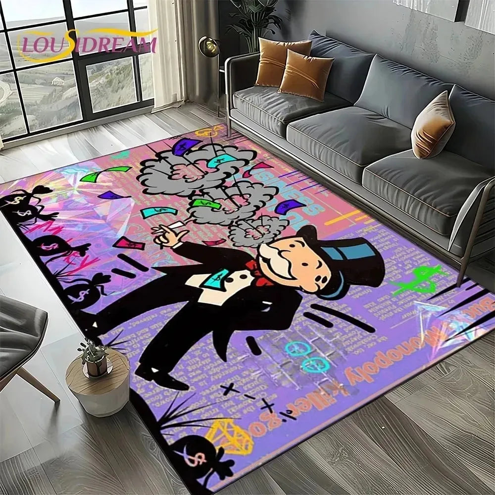 Monopoly Cartoon Teppich – Stylisch, rutschfest & auffällig | Moderne Home-Deko