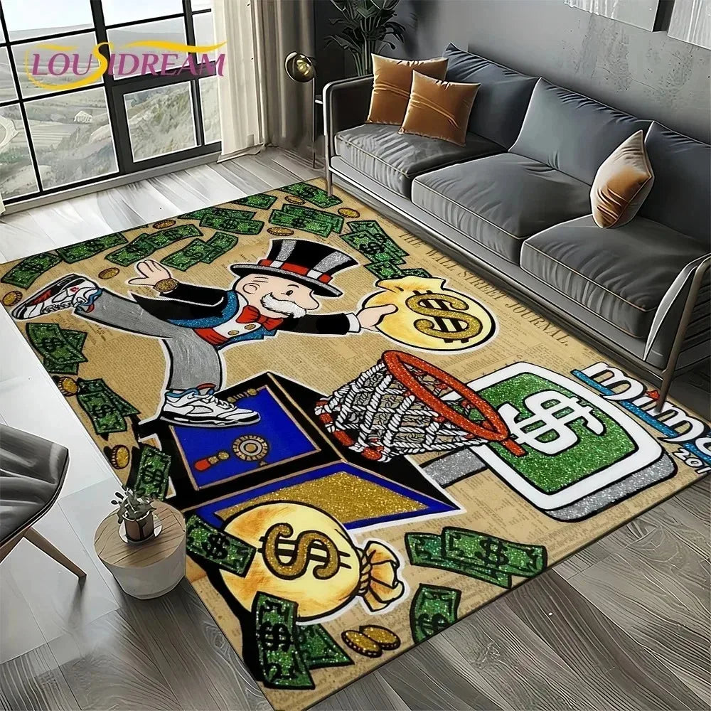 Monopoly Cartoon Teppich – Stylisch, rutschfest & auffällig | Moderne Home-Deko