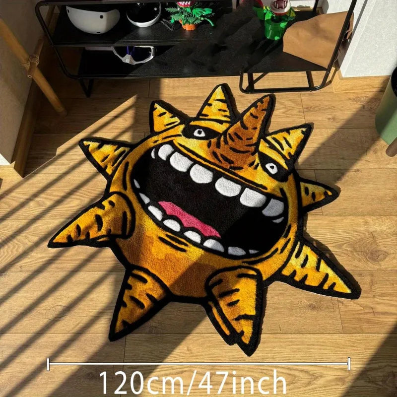 VIKAMA Anime-Stil Kreativer Sonnen-Teppich Einzigartiges Wohnaccessoire Festliche Geschenke Kreative Wohnzimmer- und Schlafzimmer-Dekoration Teppich