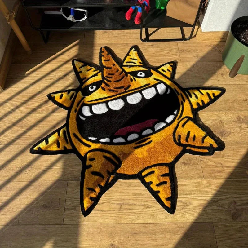 VIKAMA Anime-Stil Kreativer Sonnen-Teppich Einzigartiges Wohnaccessoire Festliche Geschenke Kreative Wohnzimmer- und Schlafzimmer-Dekoration Teppich